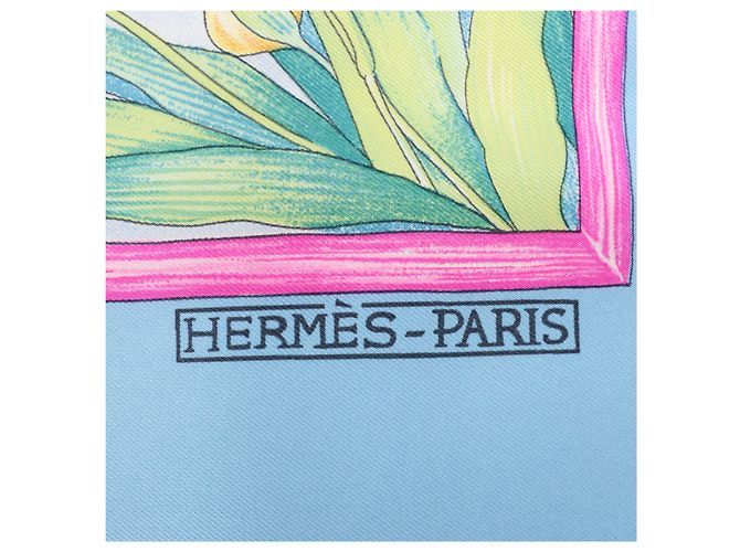 Garden Foulard Hermès Carré 90 "Giardini di Giverny" 100% Seta Blu - vista 8