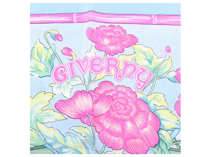Garden Foulard Hermès Carré 90 "Giardini di Giverny" 100% Seta Blu - vista 9