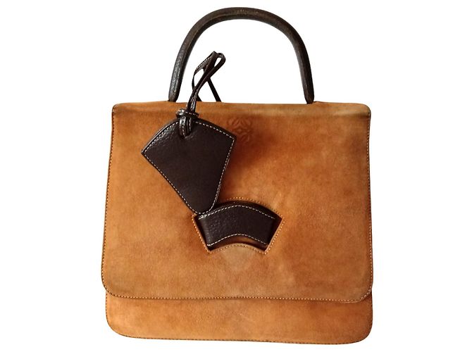 Vintage Loewe Tasche aus Wildleder Kamel - Ansicht 3
