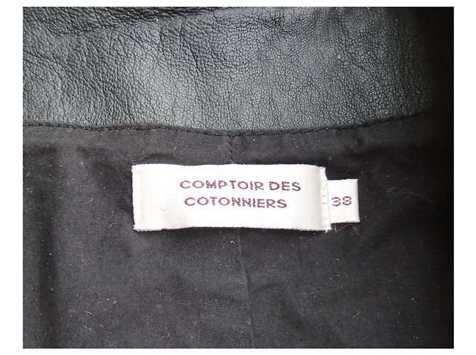 Comptoir Des Cotonniers Abrigo de cuero negro - vista 4