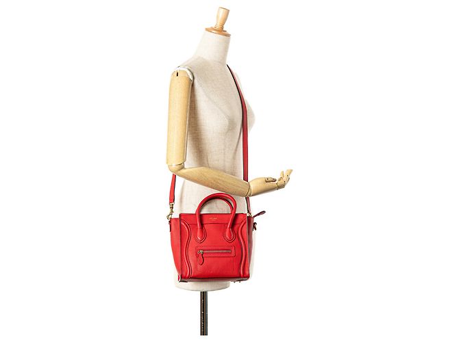 Luggage Céline Celine Vermelho Nano Couro Bolsa de Viagem - vista 10