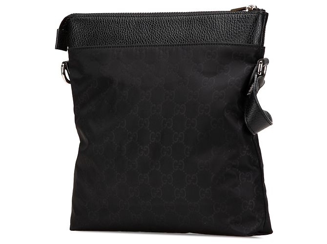 Bolsa mensageiro plana em nylon GG preta Gucci Preto - vista 2