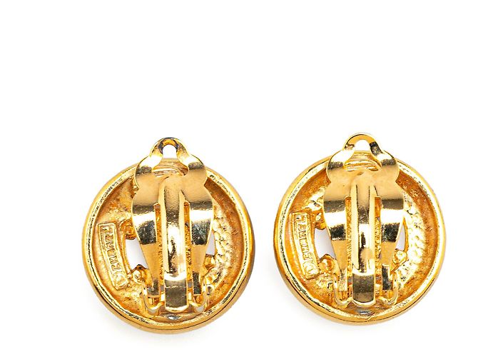 Orecchini rotondi a clip in oro placcato CC dorato Chanel D'oro - vista 2