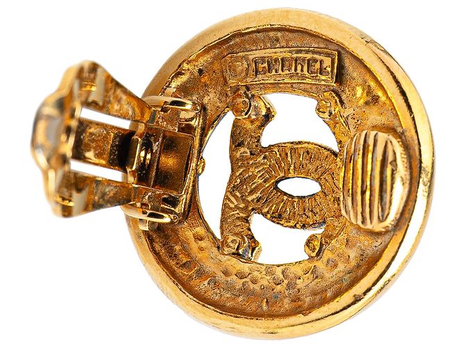 Orecchini rotondi a clip in oro placcato CC dorato Chanel D'oro - vista 3