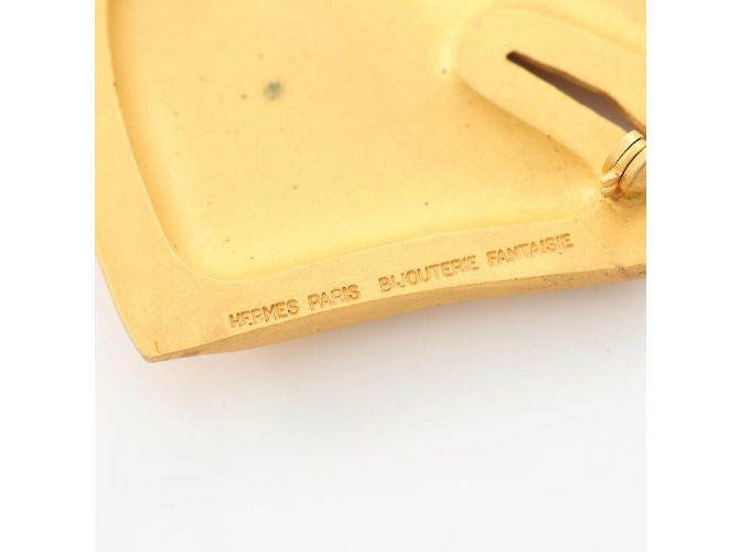 Hermès Broche de cavalo banhada a ouro Hermes Dourado - vista 4