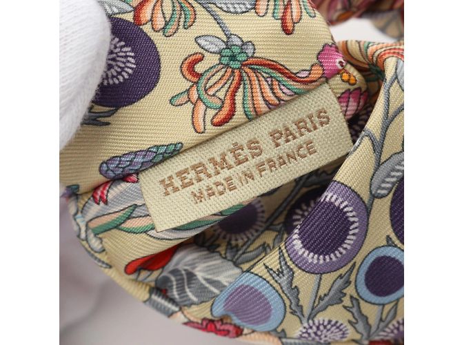 Hermès Harper Avalon Scrunchie de Seda Multicor Bege - vista 4