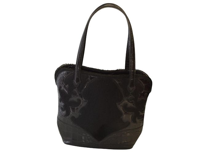 Borsa Tote Etro in Pelle Nera con Pressa Coccodrillo e Pelliccia Nero - vista 2
