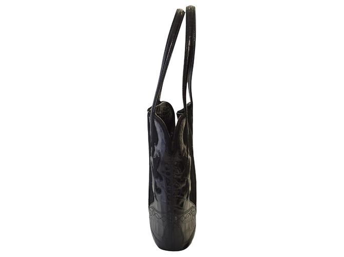 Borsa Tote Etro in Pelle Nera con Pressa Coccodrillo e Pelliccia Nero - vista 3