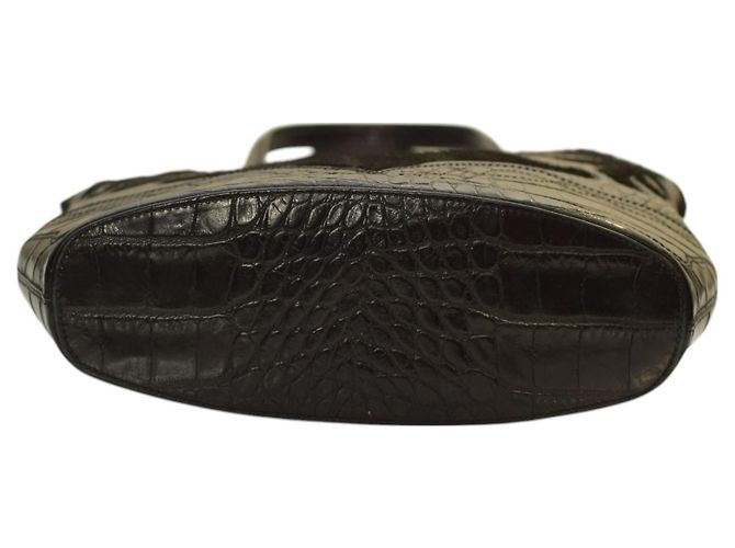 Borsa Tote Etro in Pelle Nera con Pressa Coccodrillo e Pelliccia Nero - vista 6