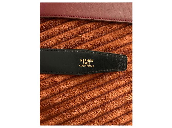 Hermès vintage two tone leather belt Red Dark red Navy blue - view 5