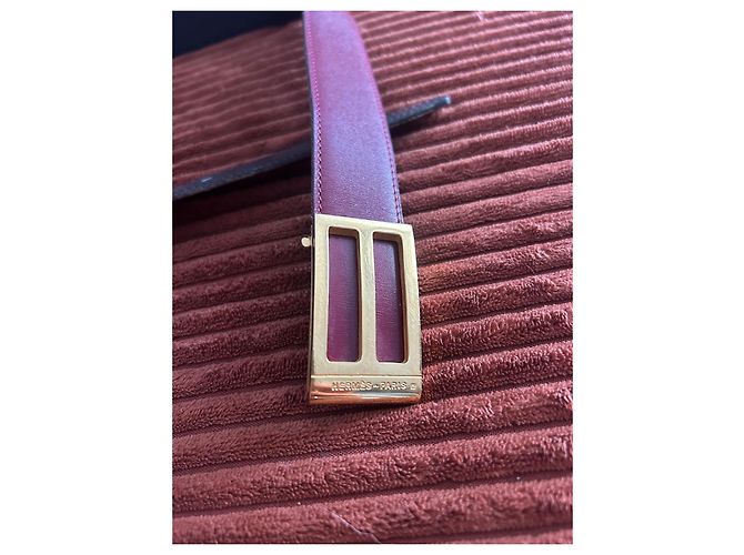 Hermès vintage two tone leather belt Red Dark red Navy blue - view 7