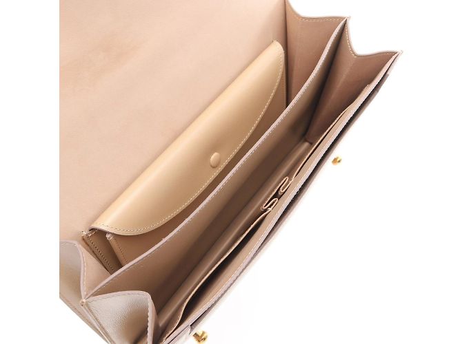 Hermès Borsa a mano Hermes Piano in pelle di vitello beige - vista 4