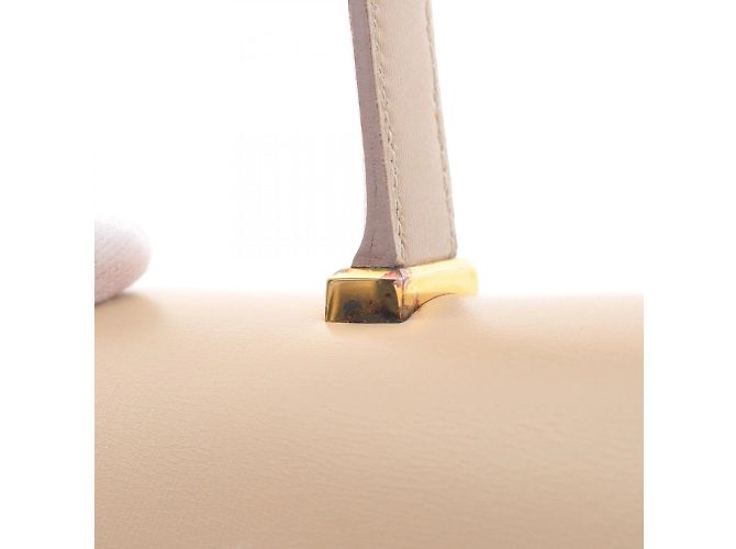 Hermès Borsa a mano Hermes Piano in pelle di vitello beige - vista 8