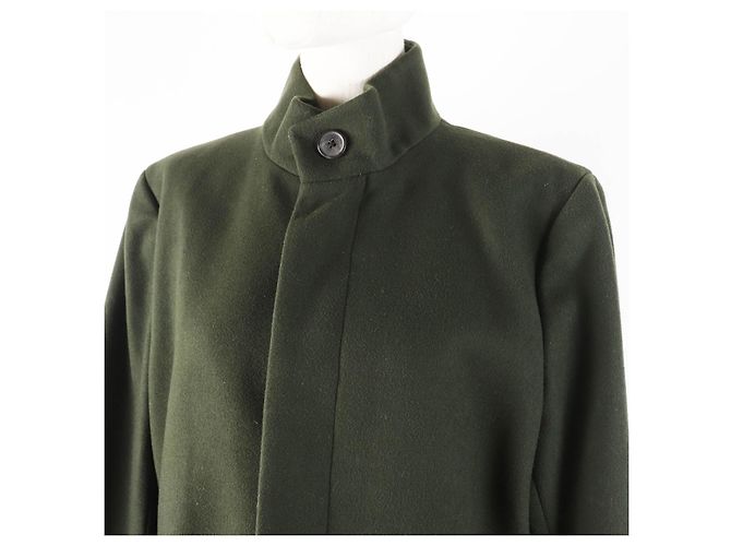 Theory Abrigo de cuello alto de lana, nylon y cachemira S Verde Caqui - vista 2