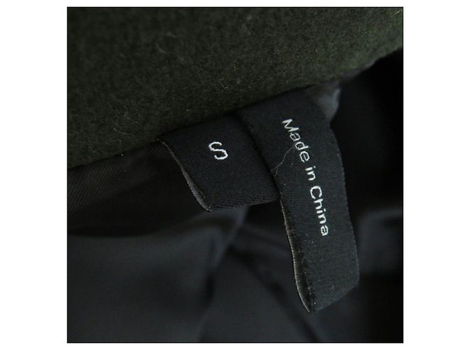 Theory Abrigo de cuello alto de lana, nylon y cachemira S Verde Caqui - vista 8