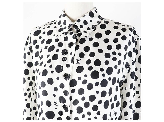 Camicia Infinity a Pois in Seta Louis Vuitton per Donne Nero Bianco - vista 2