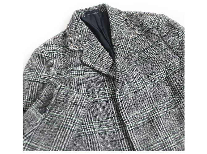 Abrigo de cuadros en mezcla de mohair y alpaca Versace Gris - vista 2