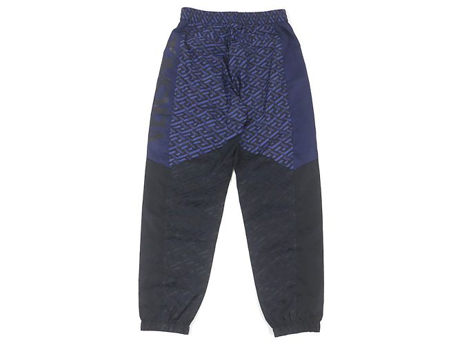 Pantaloni jogger in nylon con stampa logo Versace blu navy - vista 2