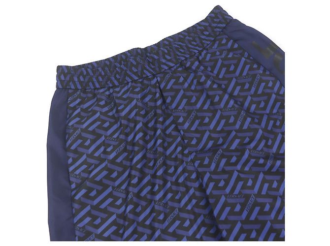 Pantaloni jogger in nylon con stampa logo Versace blu navy - vista 3
