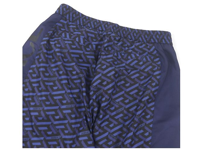 Pantaloni jogger in nylon con stampa logo Versace blu navy - vista 4