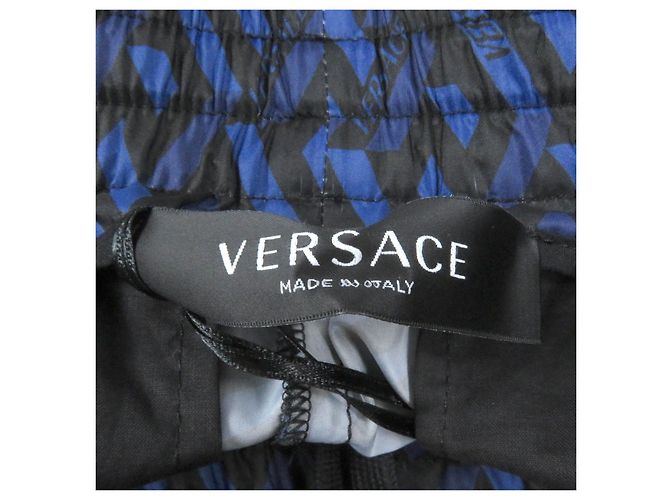 Pantaloni jogger in nylon con stampa logo Versace blu navy - vista 6