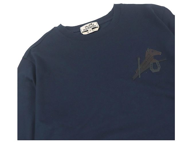 Hermès Camiseta de cuero Puzzle Hermes azul marino XS - vista 2