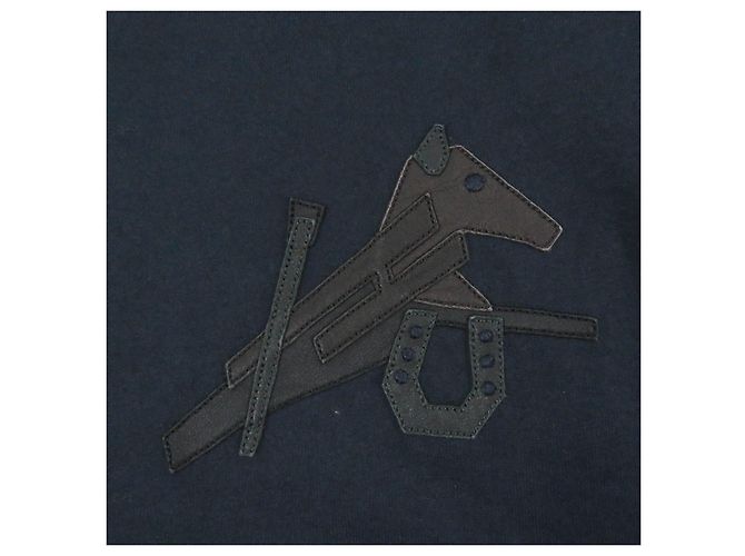 Hermès Camiseta de cuero Puzzle Hermes azul marino XS - vista 4