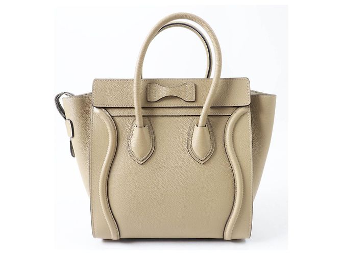 Céline Borsa Celine Luggage Micro Shopper in pelle di vitello Beige - vista 3