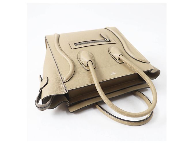 Céline Borsa Celine Luggage Micro Shopper in pelle di vitello Beige - vista 4