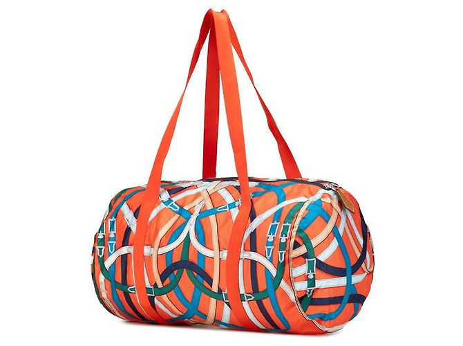 Hermès Borsa Boston in seta Hermes Airsilk Duffle 44 Arancione - vista 2