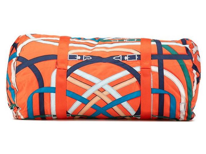 Hermès Borsa Boston in seta Hermes Airsilk Duffle 44 Arancione - vista 3