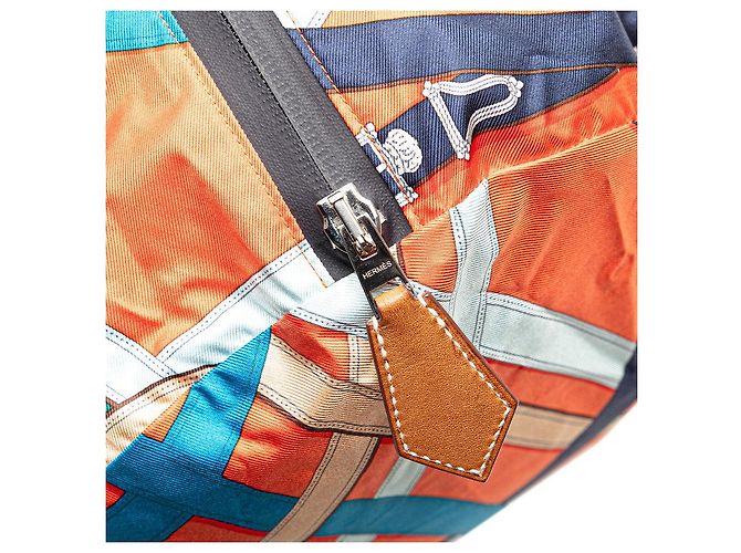 Hermès Borsa Boston in seta Hermes Airsilk Duffle 44 Arancione - vista 5