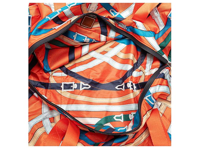 Hermès Borsa Boston in seta Hermes Airsilk Duffle 44 Arancione - vista 6