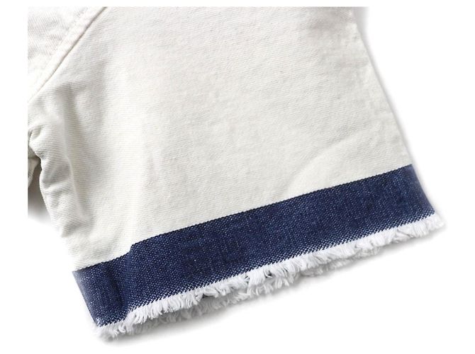 Gekürztes Denim-Top mit Prada-Logo GFT012 Weiß Blau - Ansicht 6