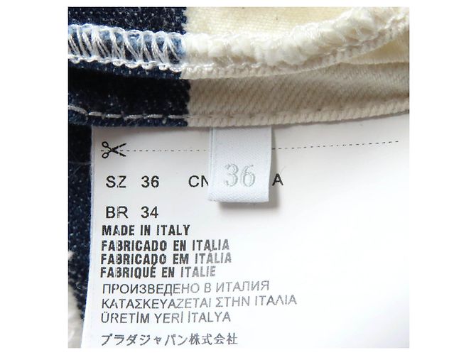 Gekürztes Denim-Top mit Prada-Logo GFT012 Weiß Blau - Ansicht 8