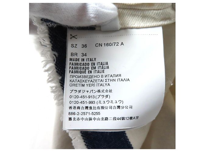 Gekürztes Denim-Top mit Prada-Logo GFT012 Weiß Blau - Ansicht 9