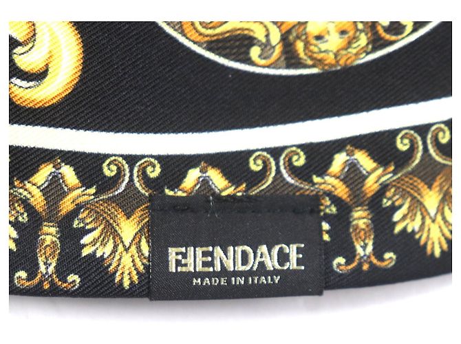 Cappello bucket reversibile in seta con logo FF di Fendi Marrone Nero Giallo - vista 7