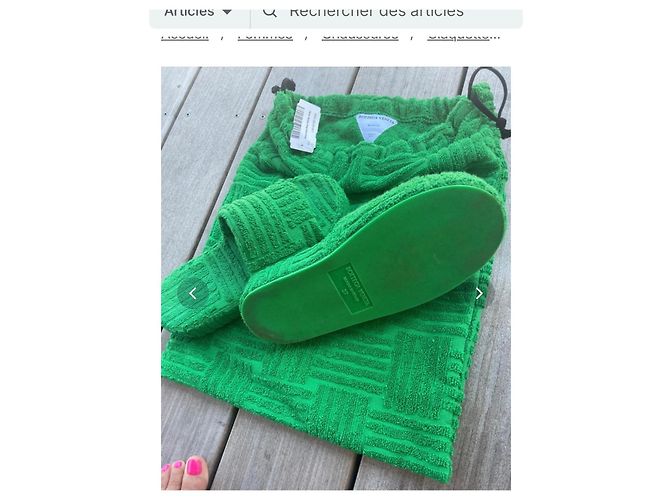 Claquettes Bottega Veneta vert coton taille 37 Vert foncé - vue 4