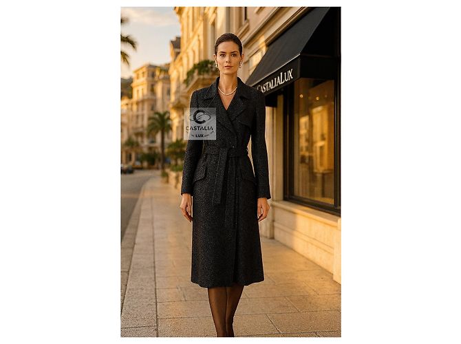 Chanel Relic schwarzer Tweed-Trench mit CC Gripoix-Buttons 38 FR - Ansicht 10