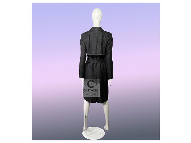 Chanel Relic schwarzer Tweed-Trench mit CC Gripoix-Buttons 38 FR - Ansicht 13