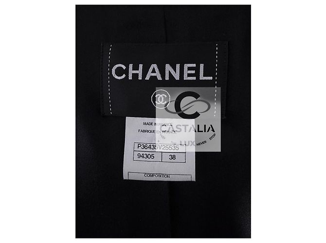 Chanel Relic schwarzer Tweed-Trench mit CC Gripoix-Buttons 38 FR - Ansicht 15