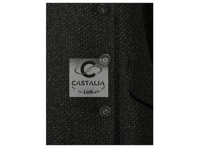 Chanel Relic schwarzer Tweed-Trench mit CC Gripoix-Buttons 38 FR - Ansicht 8