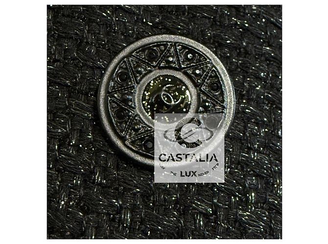 Chanel Relic schwarzer Tweed-Trench mit CC Gripoix-Buttons 38 FR - Ansicht 9
