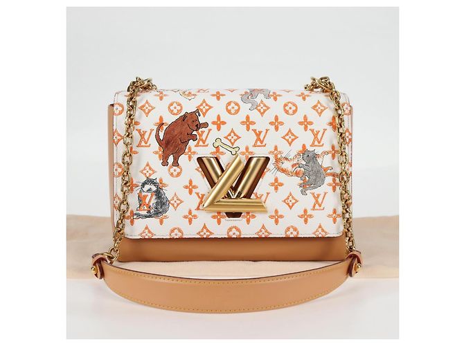 LOUIS VUITTON Catgram Twist MM Bolsa de Ombro Branca M44460 LV Auth 120872SM Branco Monograma - vista 12