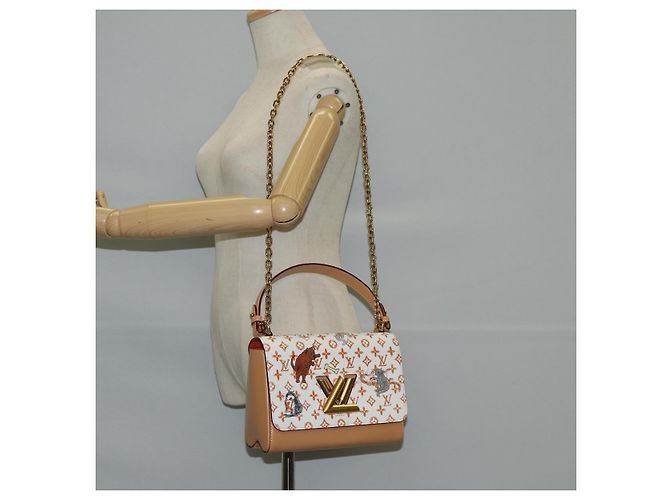 LOUIS VUITTON Catgram Twist MM Bolsa de Ombro Branca M44460 LV Auth 120872SM Branco Monograma - vista 28