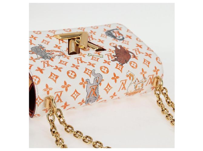 LOUIS VUITTON Catgram Twist MM Bolsa de Ombro Branca M44460 LV Auth 120872SM Branco Monograma - vista 6