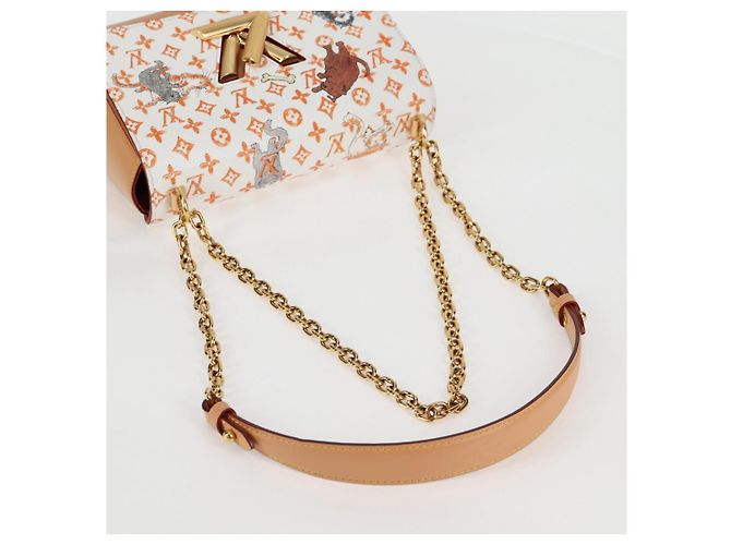 LOUIS VUITTON Catgram Twist MM Bolsa de Ombro Branca M44460 LV Auth 120872SM Branco Monograma - vista 8