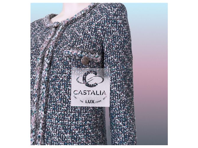 Chanel Abrigo de tweed iridiscente Supermarket Runway 36 FR Azul - vista 10
