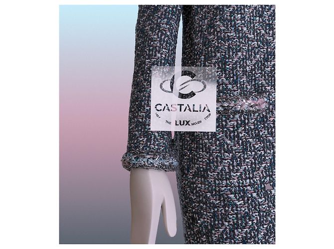 Chanel Abrigo de tweed iridiscente Supermarket Runway 36 FR Azul - vista 11