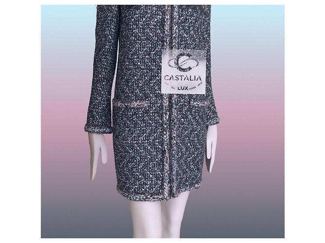 Chanel Abrigo de tweed iridiscente Supermarket Runway 36 FR Azul - vista 12